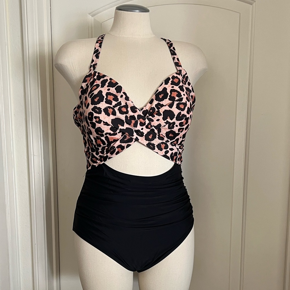 One Piece High Waisted Swimsuit / Tummy Control / Tie Back - Picture 6 of 10